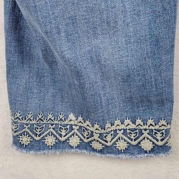 Lucky Brand Jeans 20W Emma Crop White Embroidery Hem Straight Leg Stretch Denim - Picture 10 of 13